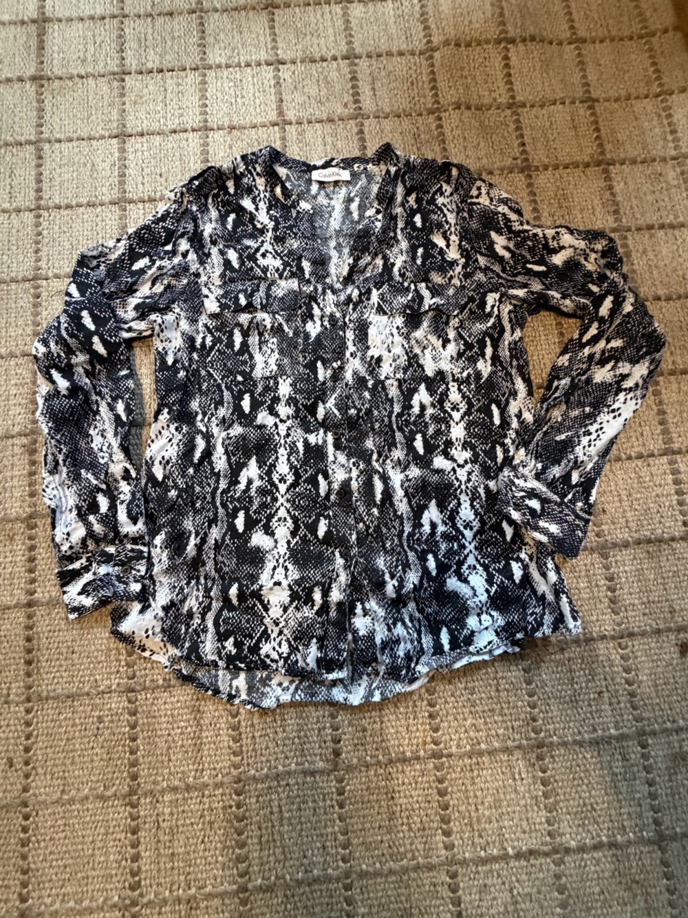 Calvin Klein Black & White Snake Print Blouse